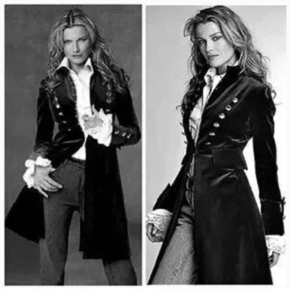 Vintage Pure Badass Rare Flawless Velvet Steampunk/Military Long Jacket